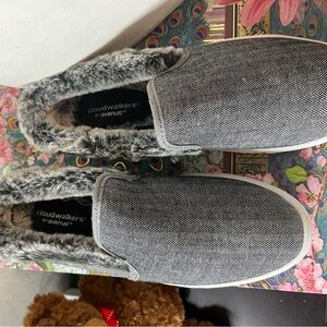 Makie Grey Slip-On Faux Fur Lined Slippers
